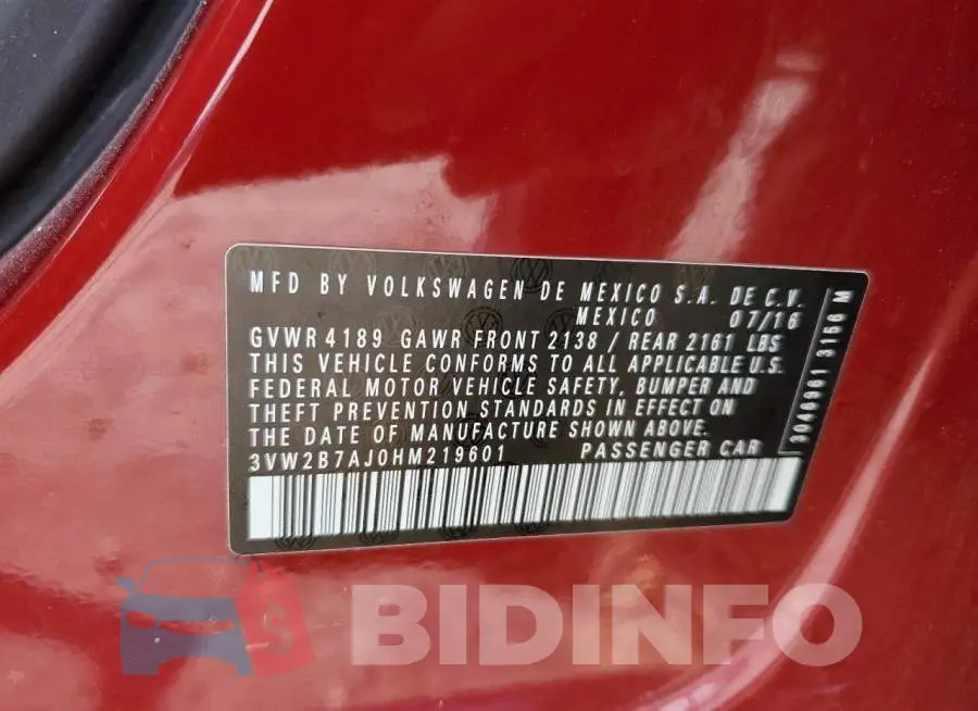 3VW2B7AJ0HM219601 Photo# 13