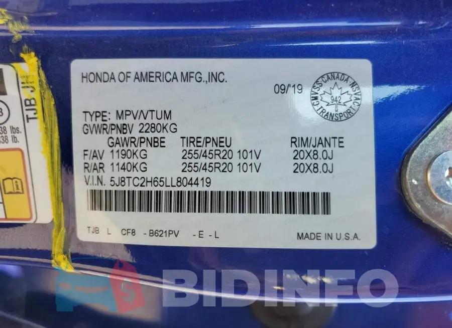 5J8TC2H65LL804419 Photo# 14