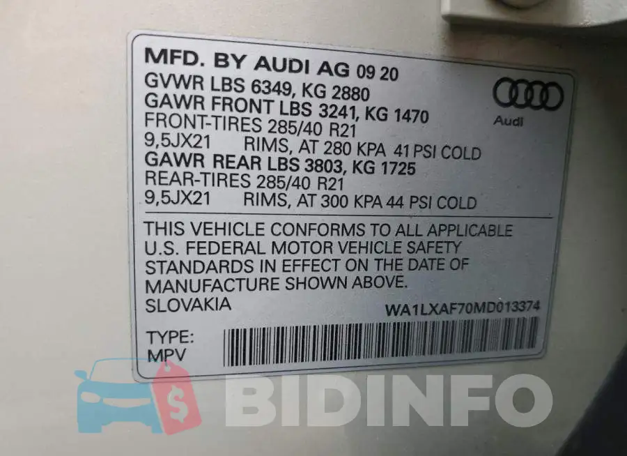 WA1LXAF70MD013374 Photo# 13