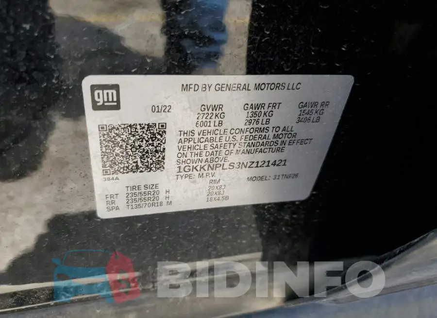 1GKKNPLS3NZ121421 Photo# 13