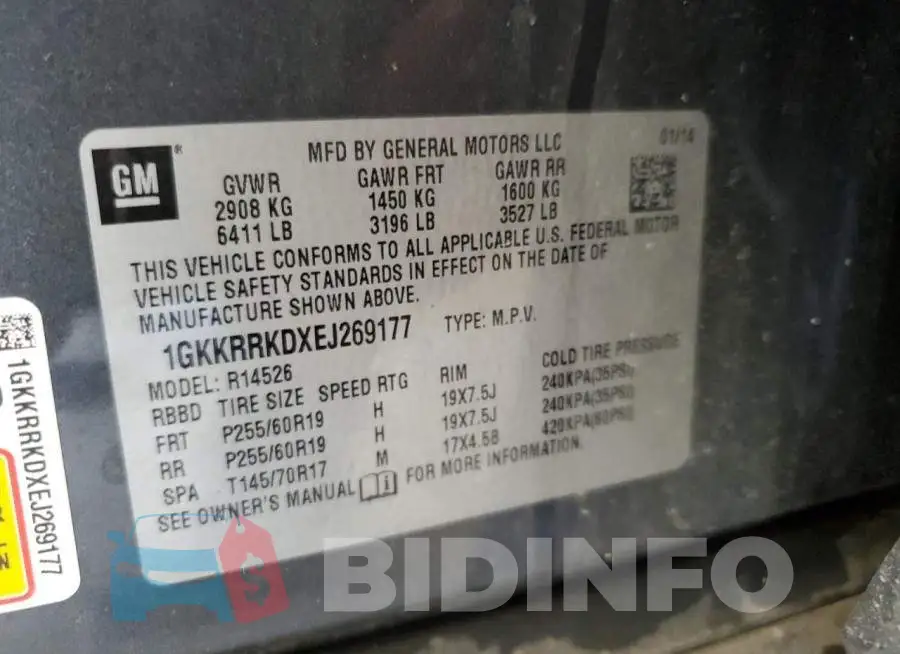 1GKKRRKDXEJ269177 Photo# 14