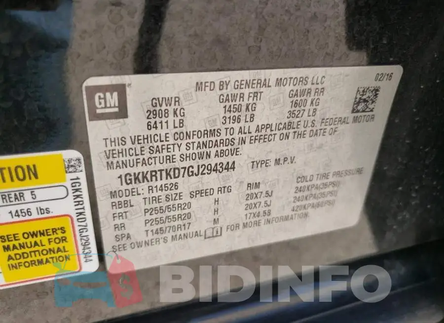1GKKRTKD7GJ294344 Photo# 13