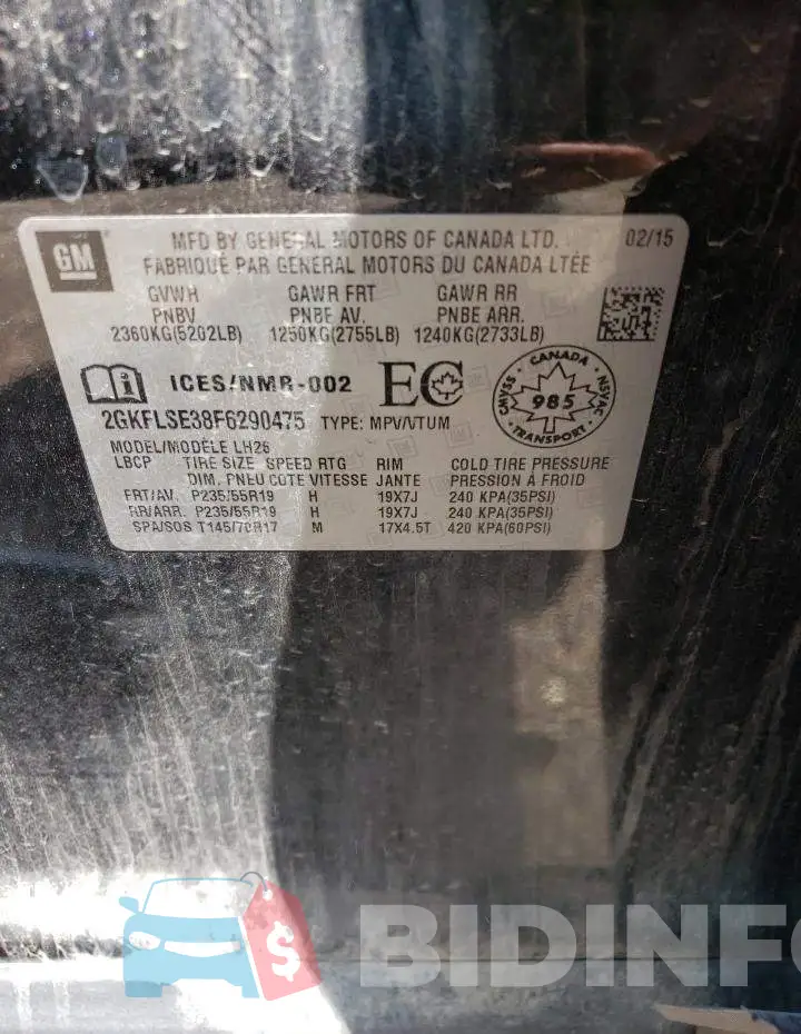 2GKFLSE38F6290475 Photo# 12