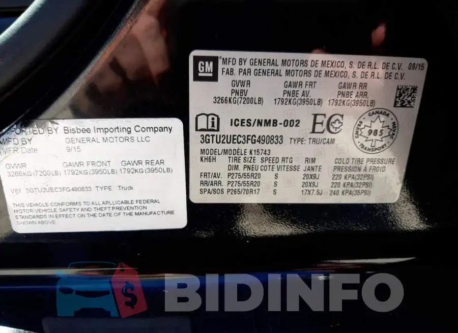 3GTU2UEC3FG490833 Photo# 13