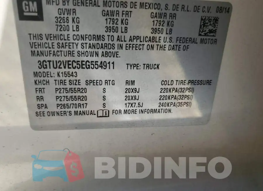 3GTU2VEC5EG554911 Photo# 13