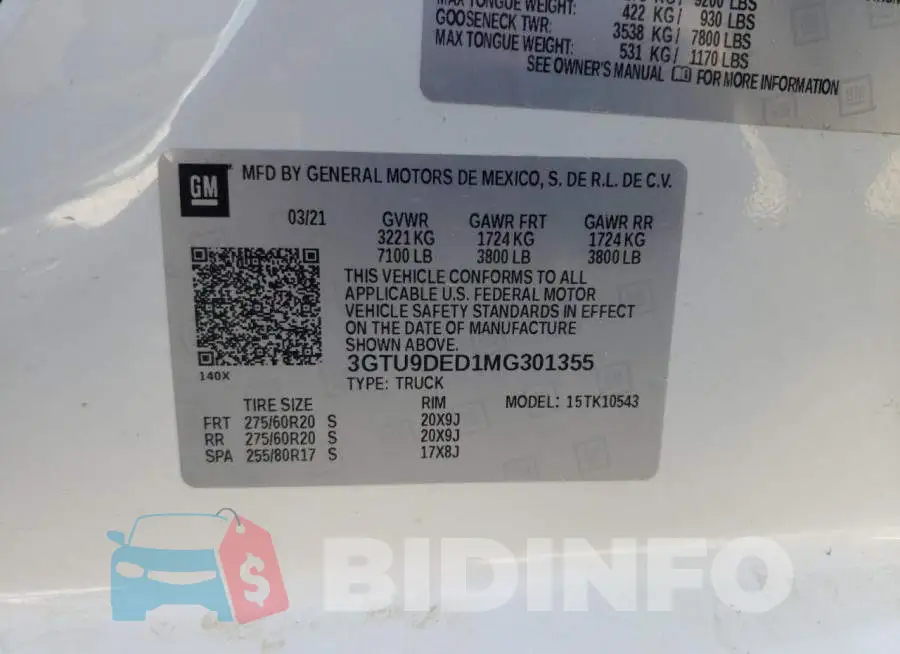 3GTU9DED1MG301355 Photo# 12