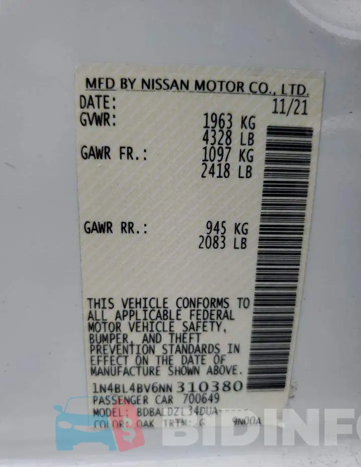 1N4BL4BV6NN310380 Photo# 12