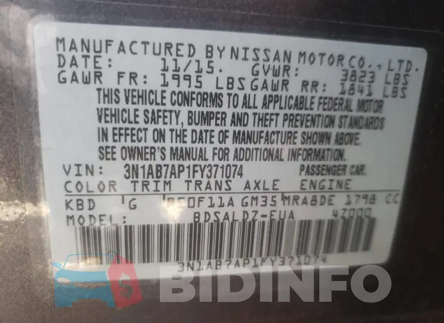 3N1AB7AP1FY371074 Photo# 12