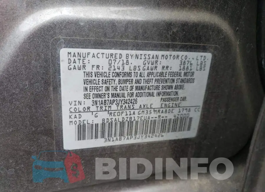 3N1AB7AP3JY342426 Photo# 12