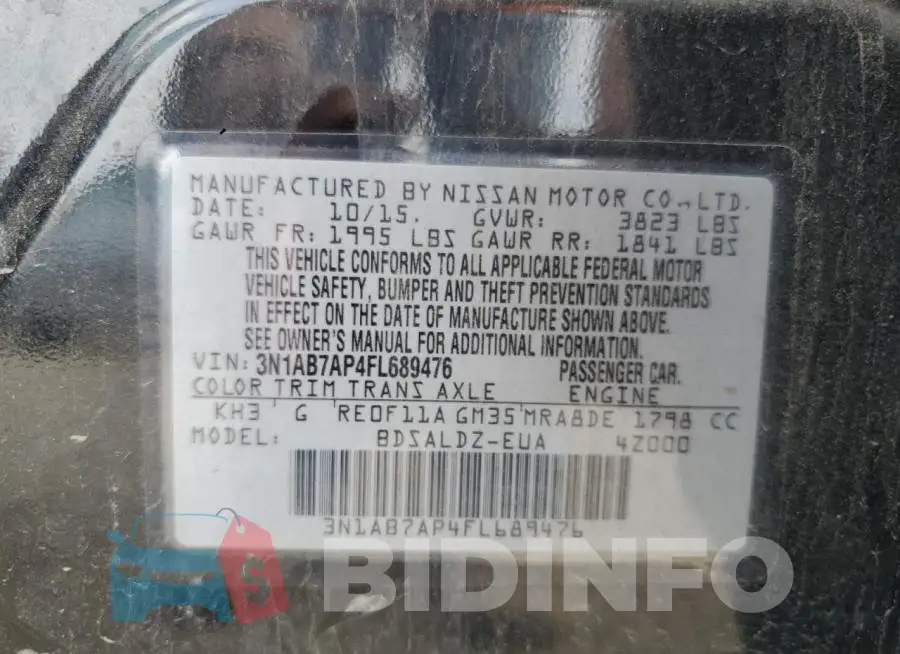 3N1AB7AP4FL689476 Photo# 12
