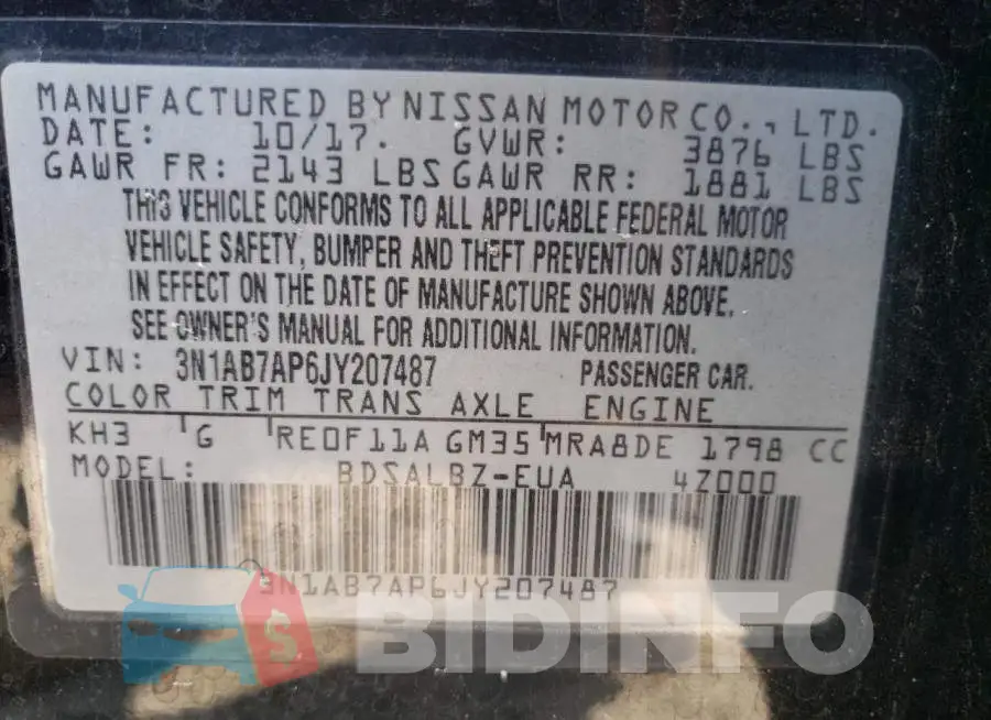 3N1AB7AP6JY207487 Photo# 12
