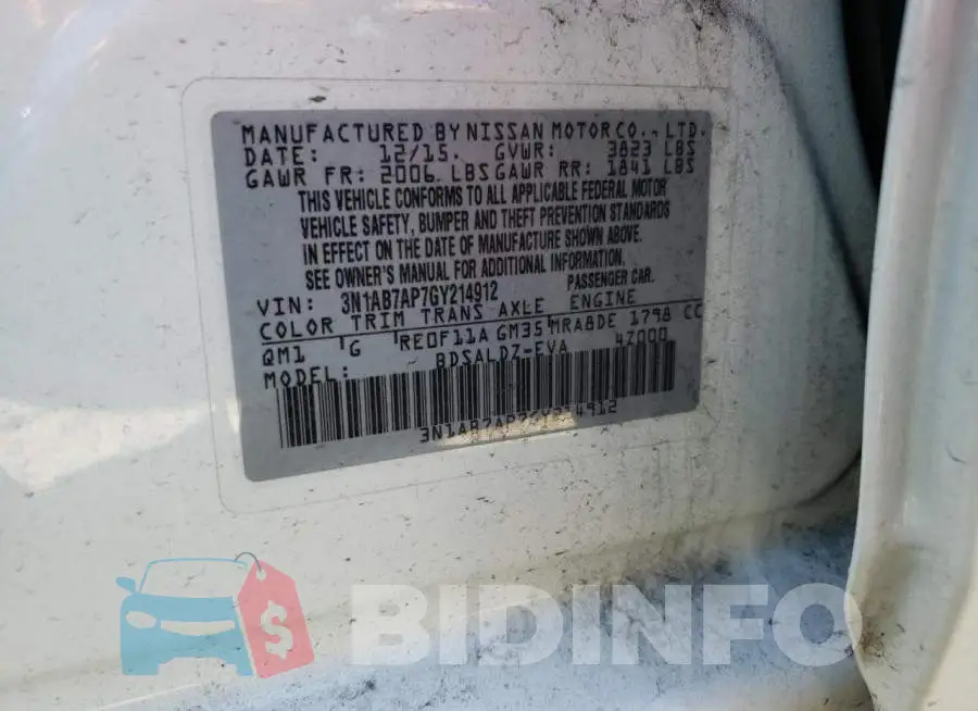 3N1AB7AP7GY214912 Photo# 13