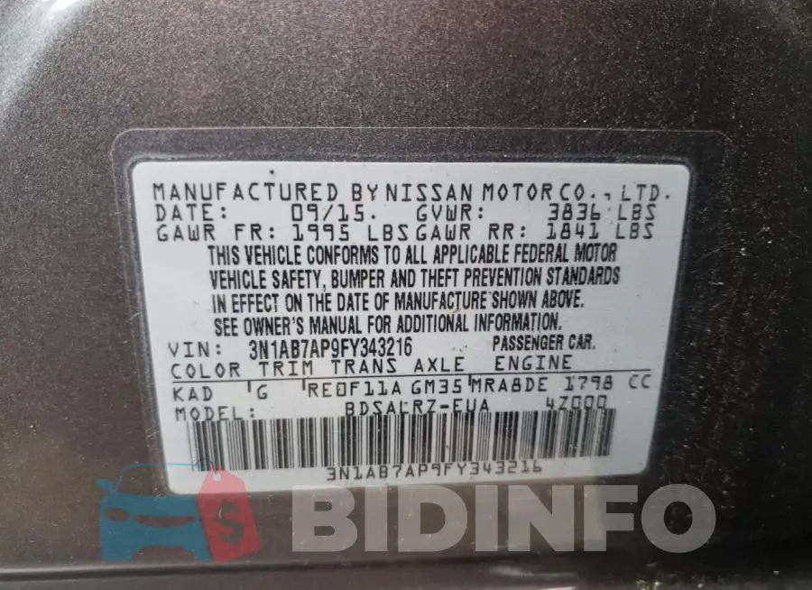 3N1AB7AP9FY343216 Photo# 13
