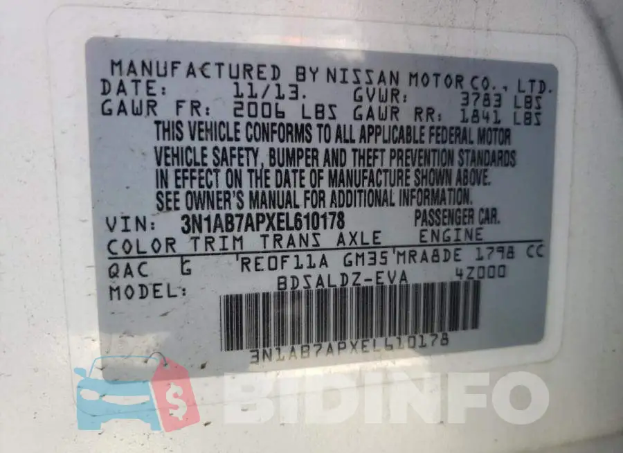 3N1AB7APXEL610178 Photo# 12
