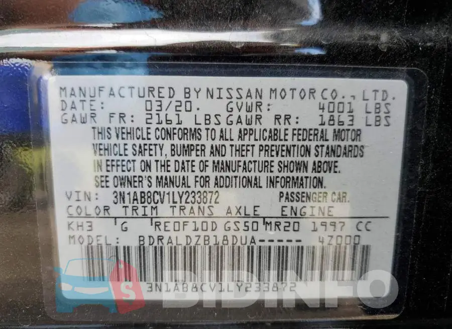 3N1AB8CV1LY233872 Photo# 12