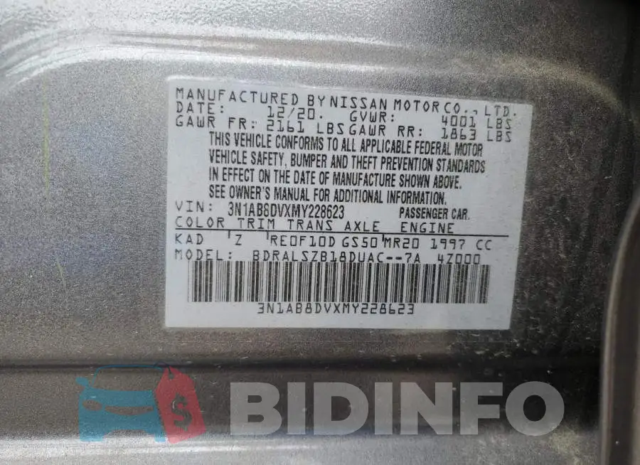 3N1AB8DVXMY228623 Photo# 13