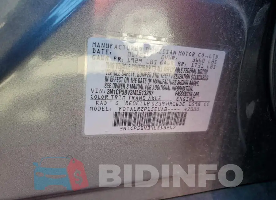 3N1CP5BV3ML513267 Photo# 13