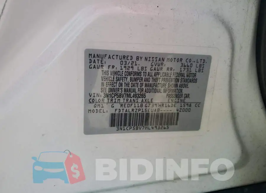 3N1CP5BV7ML493265 Photo# 12