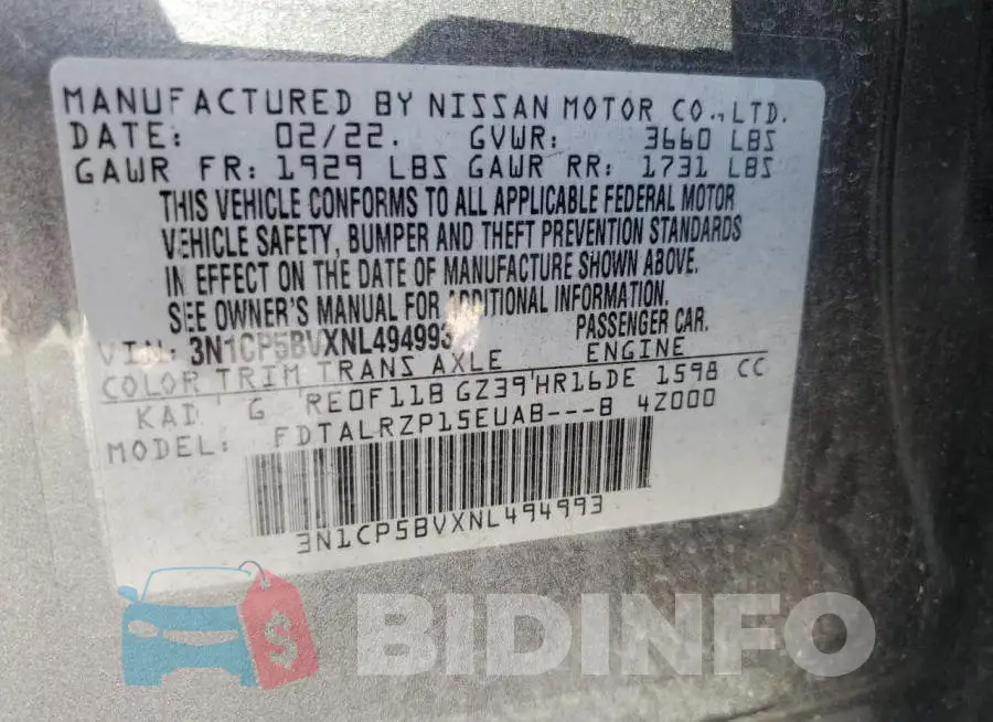 3N1CP5BVXNL494993 Photo# 13