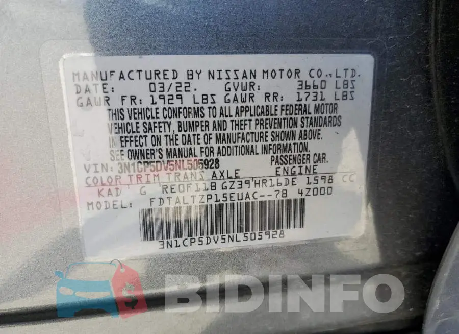 3N1CP5DV5NL505928 Photo# 13