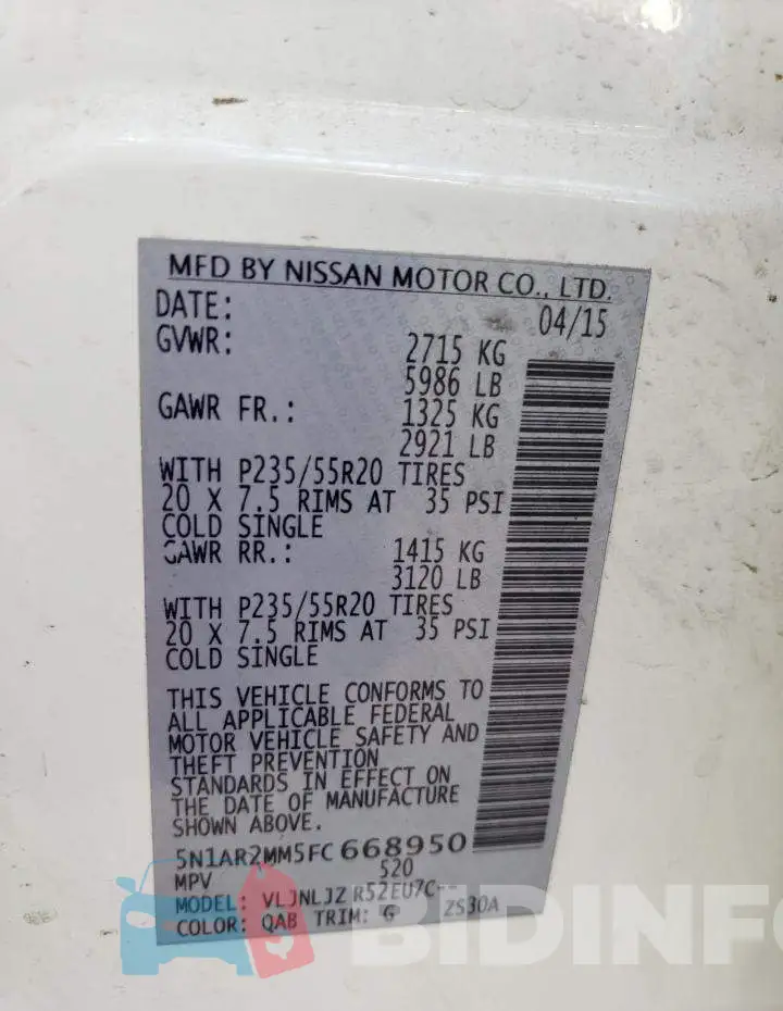 5N1AR2MM5FC668950 Photo# 12