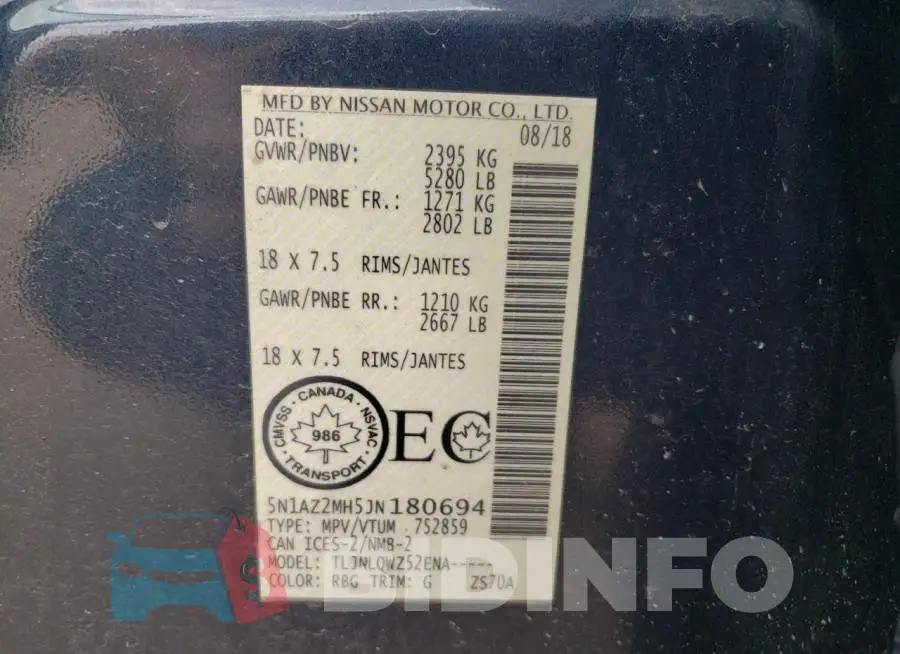 5N1AZ2MH5JN180694 Photo# 14