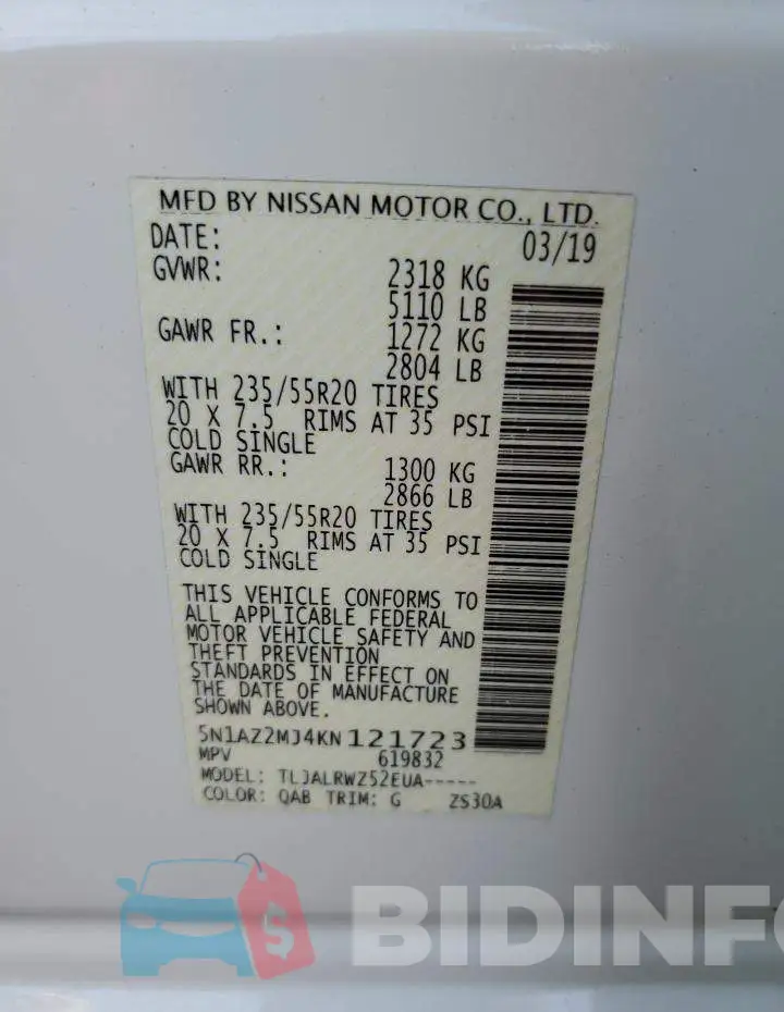 5N1AZ2MJ4KN121723 Photo# 12