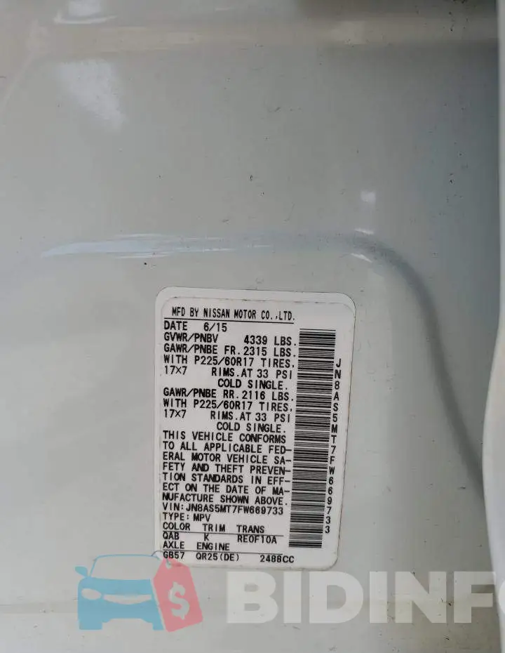 JN8AS5MT7FW669733 Photo# 14