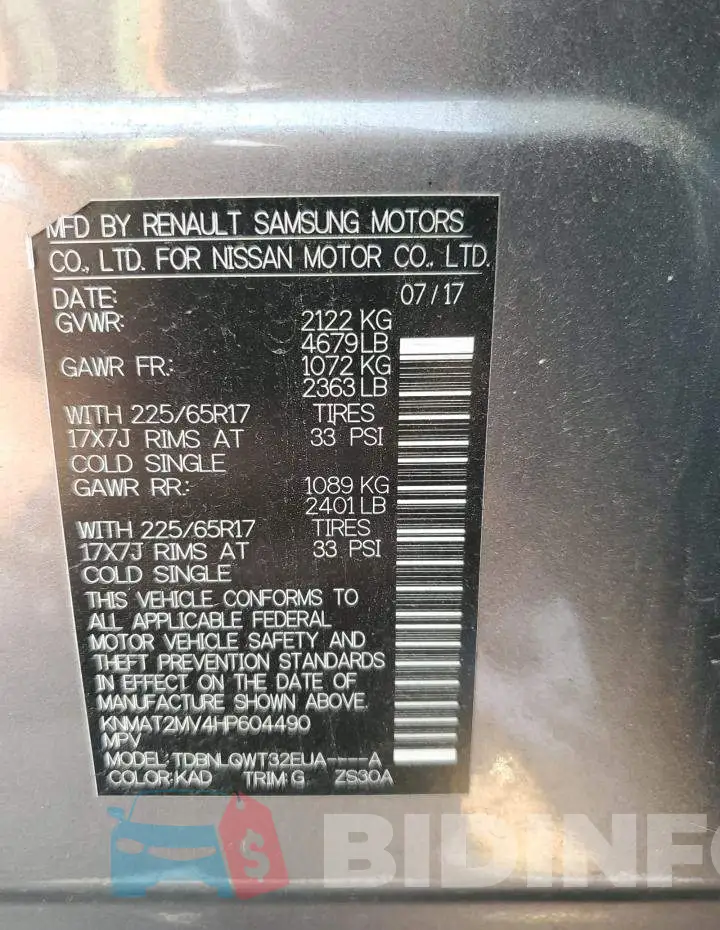 KNMAT2MV4HP604490 Photo# 13