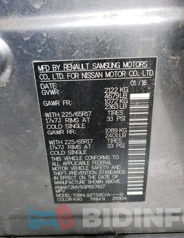KNMAT2MV5GP657617 Photo# 14