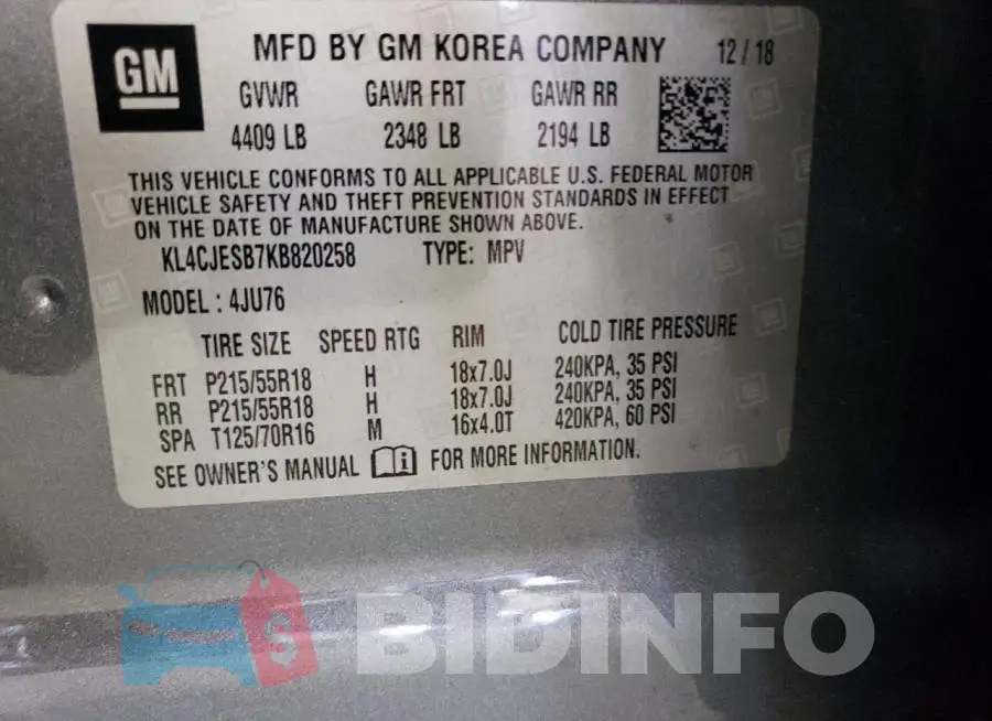 KL4CJESB7KB820258 Photo# 13