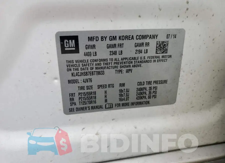 KL4CJHSB7EB778633 Photo# 13