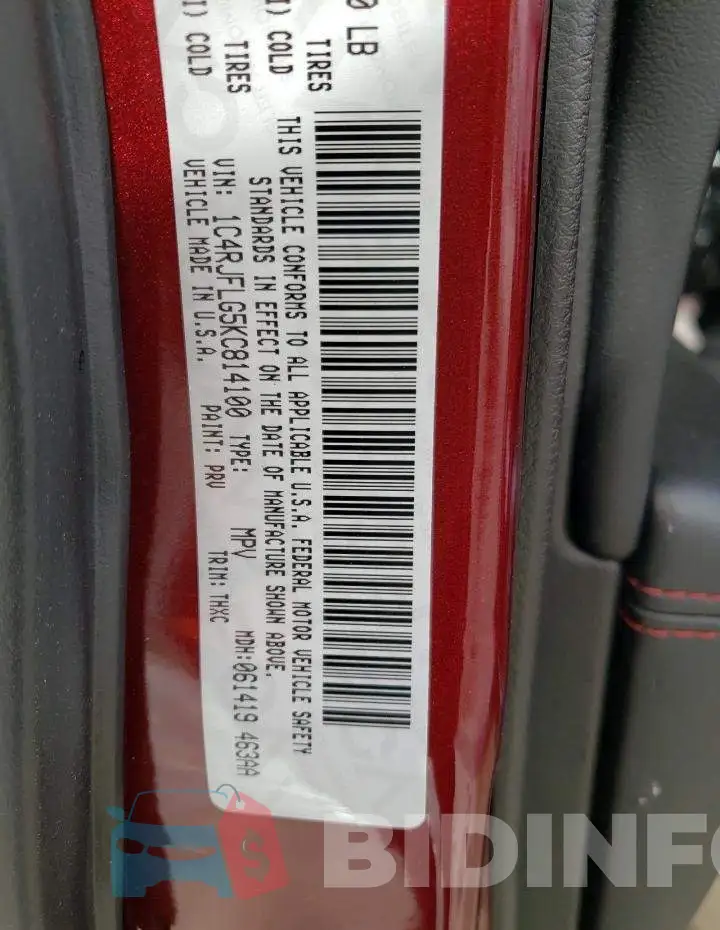 1C4RJFLG5KC814100 Photo# 13