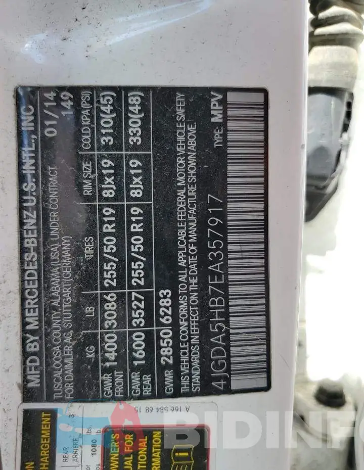 4JGDA5HB7EA357917 Photo# 13