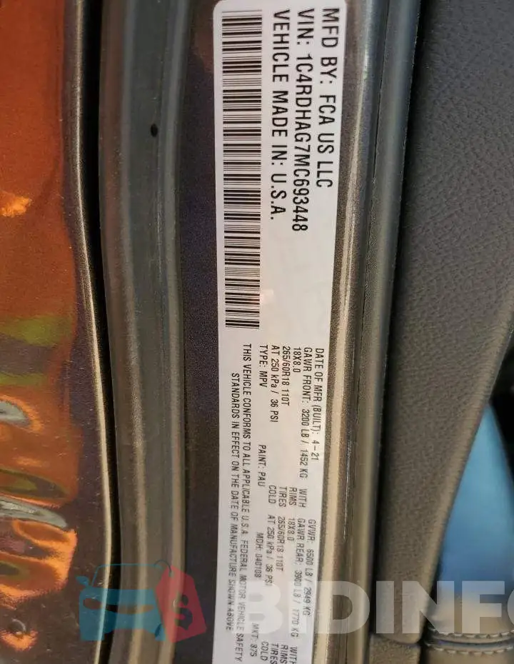1C4RDHAG7MC693448 Photo# 12