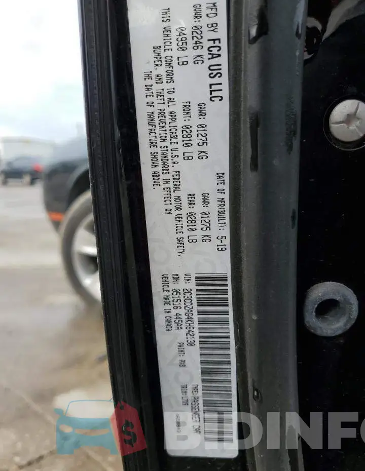2C3CDZAG4KH642130 Photo# 12