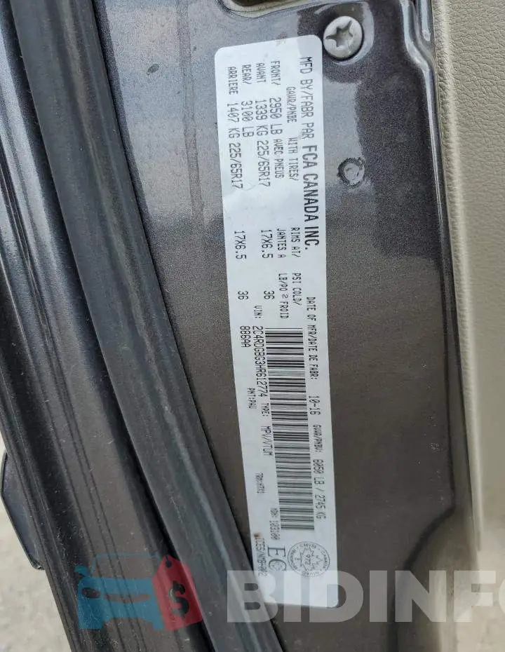 2C4RDGBG3HR612774 Photo# 13
