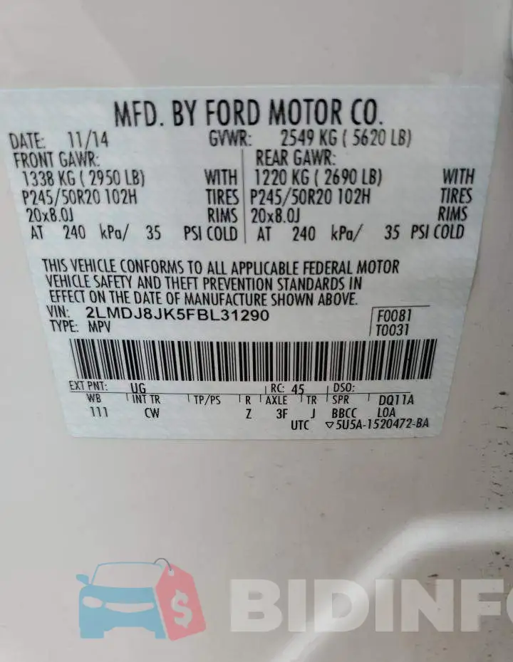 2LMDJ8JK5FBL31290 Photo# 14