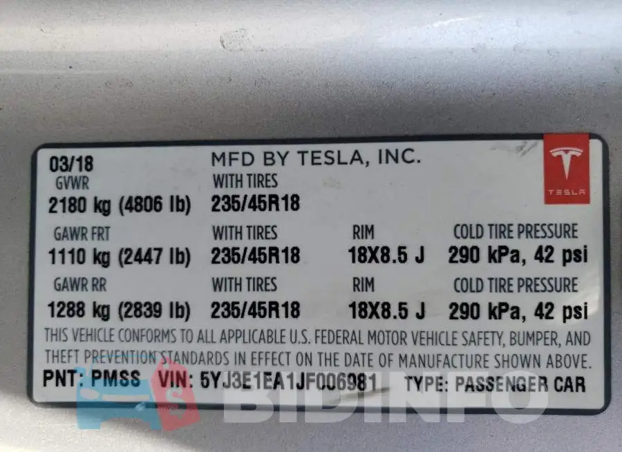 5YJ3E1EA1JF006981 Photo# 12