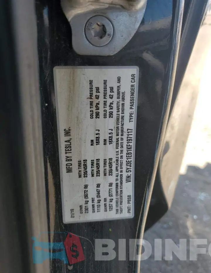 5YJ3E1EB1KF197117 Photo# 12