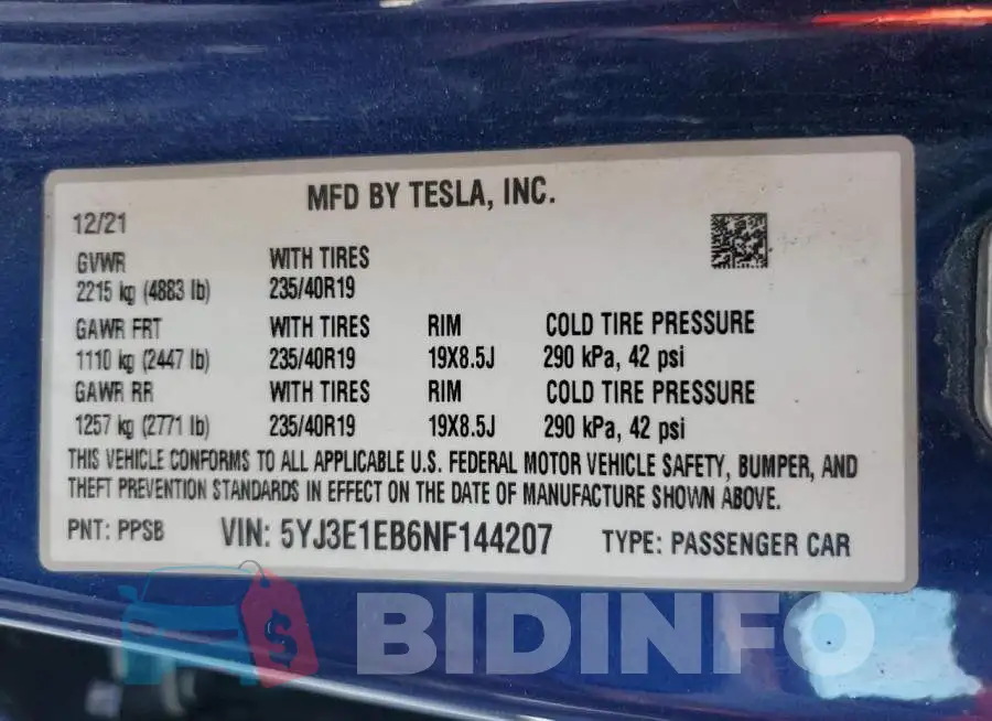 5YJ3E1EB6NF144207 Photo# 12