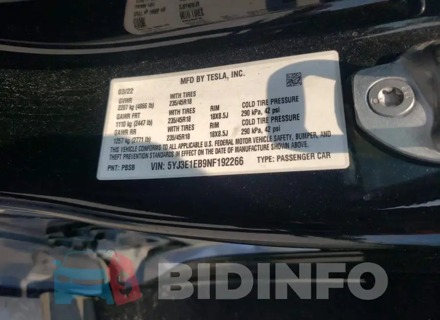 5YJ3E1EB9NF192266 Photo# 12