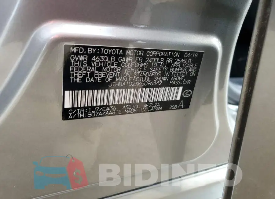 JTHBA1D2XK5096442 Photo# 12