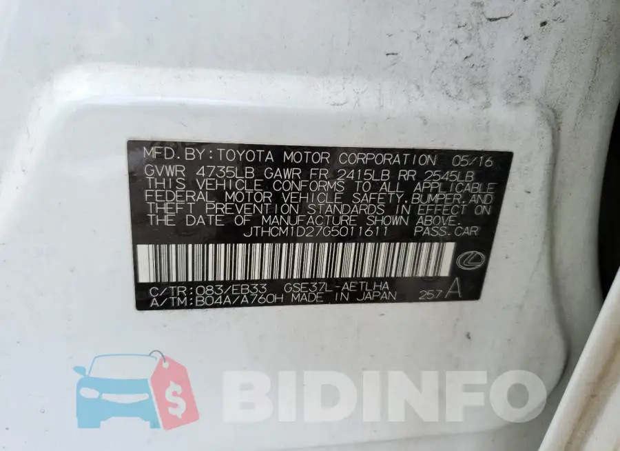 JTHCM1D27G5011611 Photo# 12