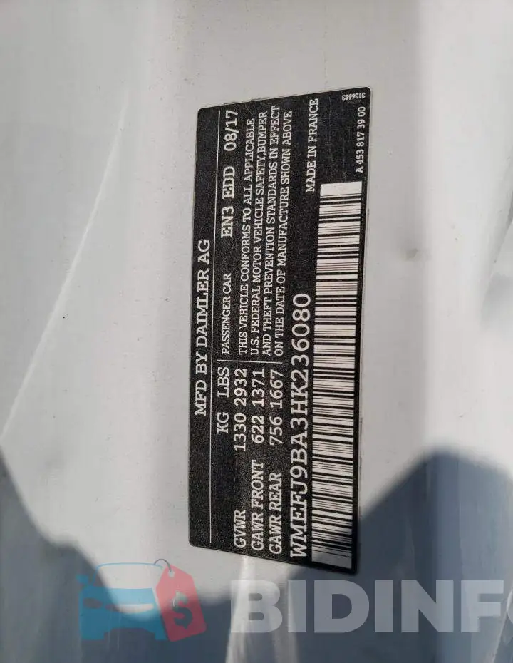 WMEFJ9BA3HK236080 Photo# 13