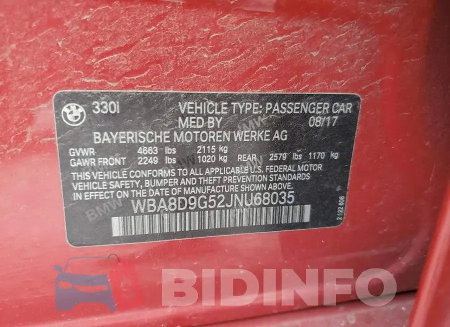 WBA8D9G52JNU68035 Photo# 12