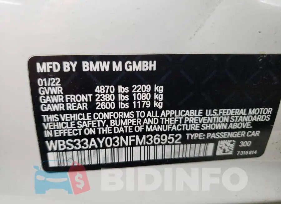 WBS33AY03NFM36952 Photo# 12