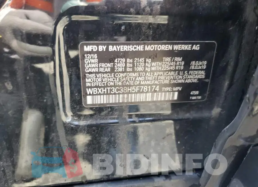 WBXHT3C38H5F78174 Photo# 12