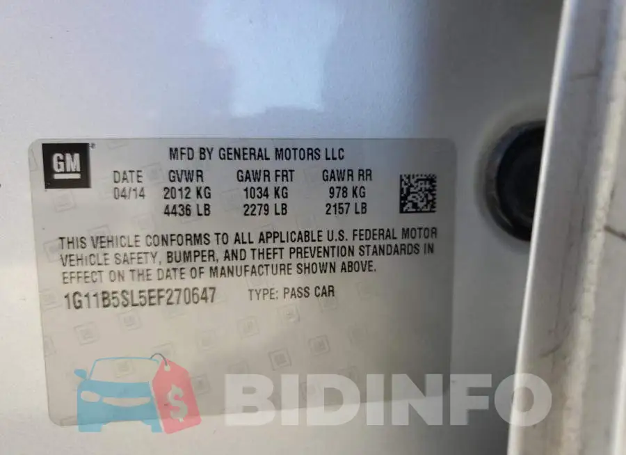 1G11B5SL5EF270647 Photo# 13