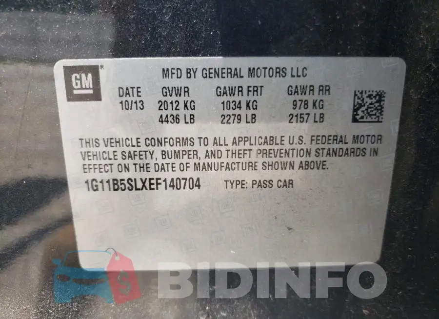 1G11B5SLXEF140704 Photo# 12